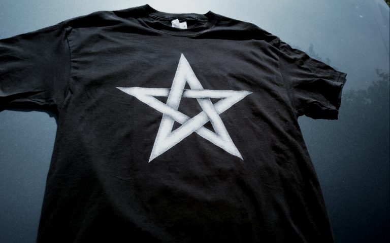 Pentagram shirt Wiccan shirt on black