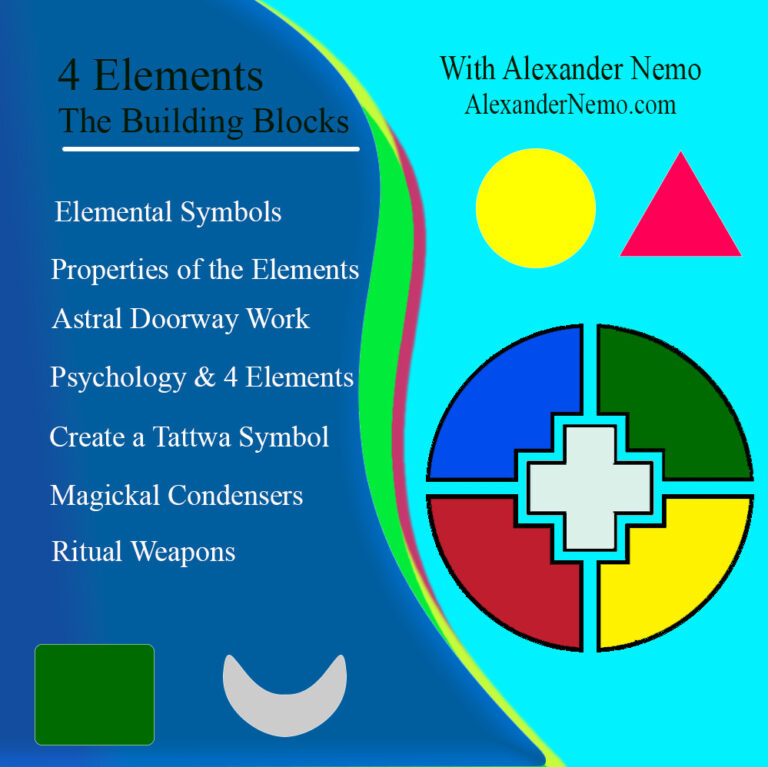 4 elements class logo. Metaphysical magickal class with alexander Nemo